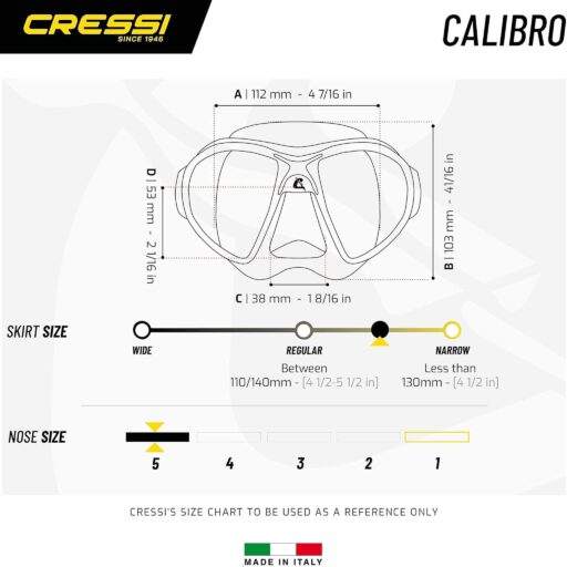 Cressi Calibro Mask Size Chart