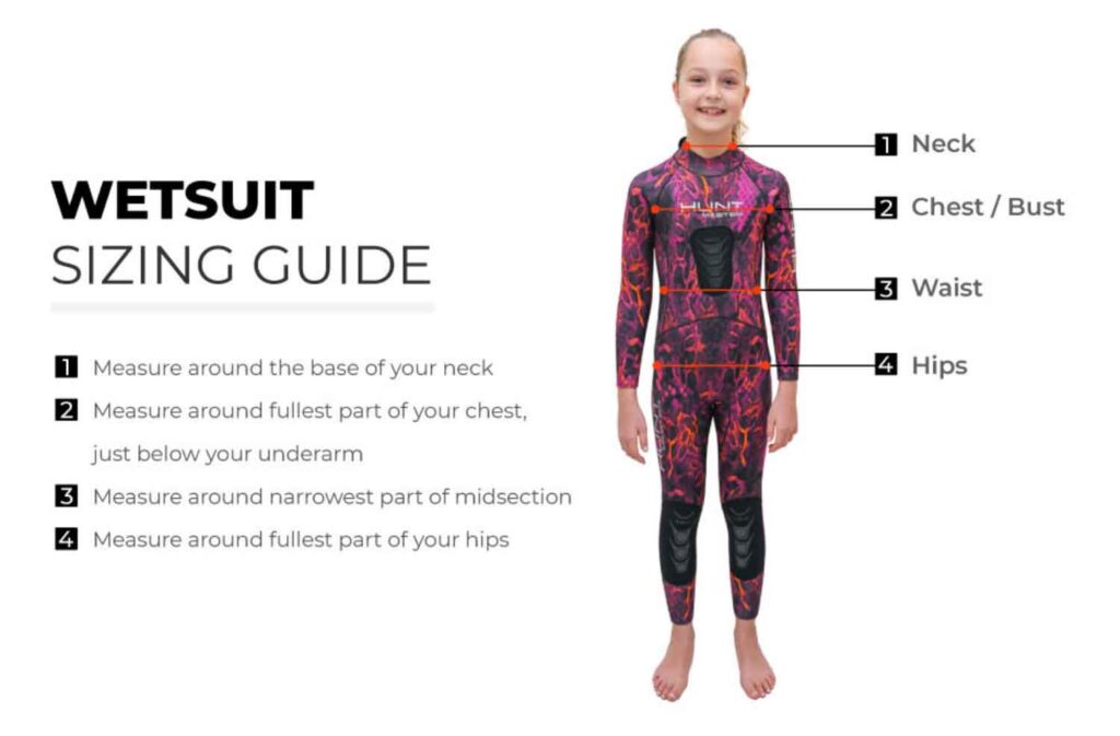 HuntMaster Kids Wetsuit Size Chart