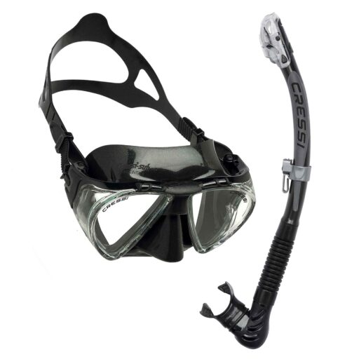 Cressi Penta Premium Adult Dry Snorkel Set - Black