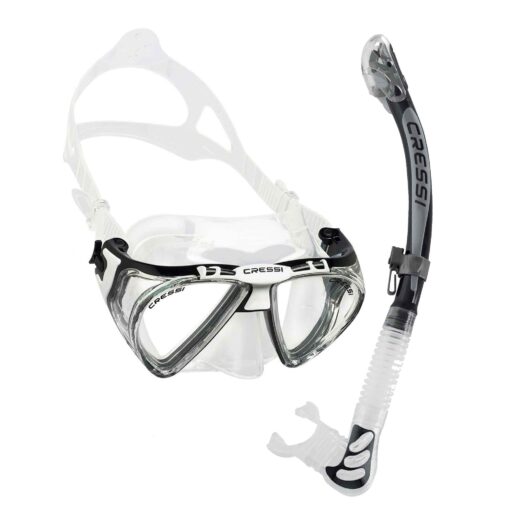 Cressi Penta Premium Adult Dry Snorkel Set - White