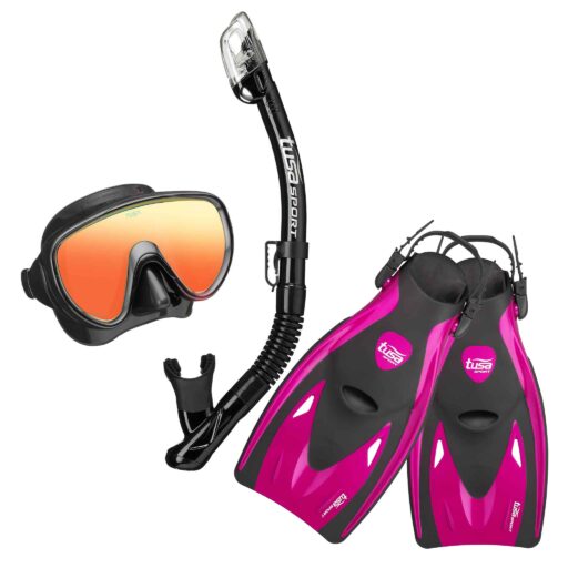 TUSA Serene Pro Mirrored Snorkel Set - Pink