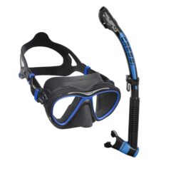 Cressi Quantum Dive Mask & Itaca Dry Snorkel Set Blue