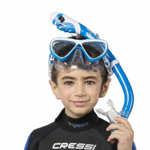 Cressi Pegaso Iguana Dry Junior Snorkel Set Blue