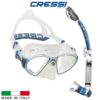 Cressi Zeus + Itaca Dry Mask Snorkel Set Clear Blue