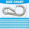 OceanPro Carabiner Marine-Grade 316 Stainless Steel Size Chart