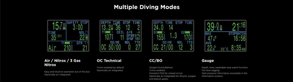 Shearwater Petrel 3 OC/CC Trimix Dive Computer Display