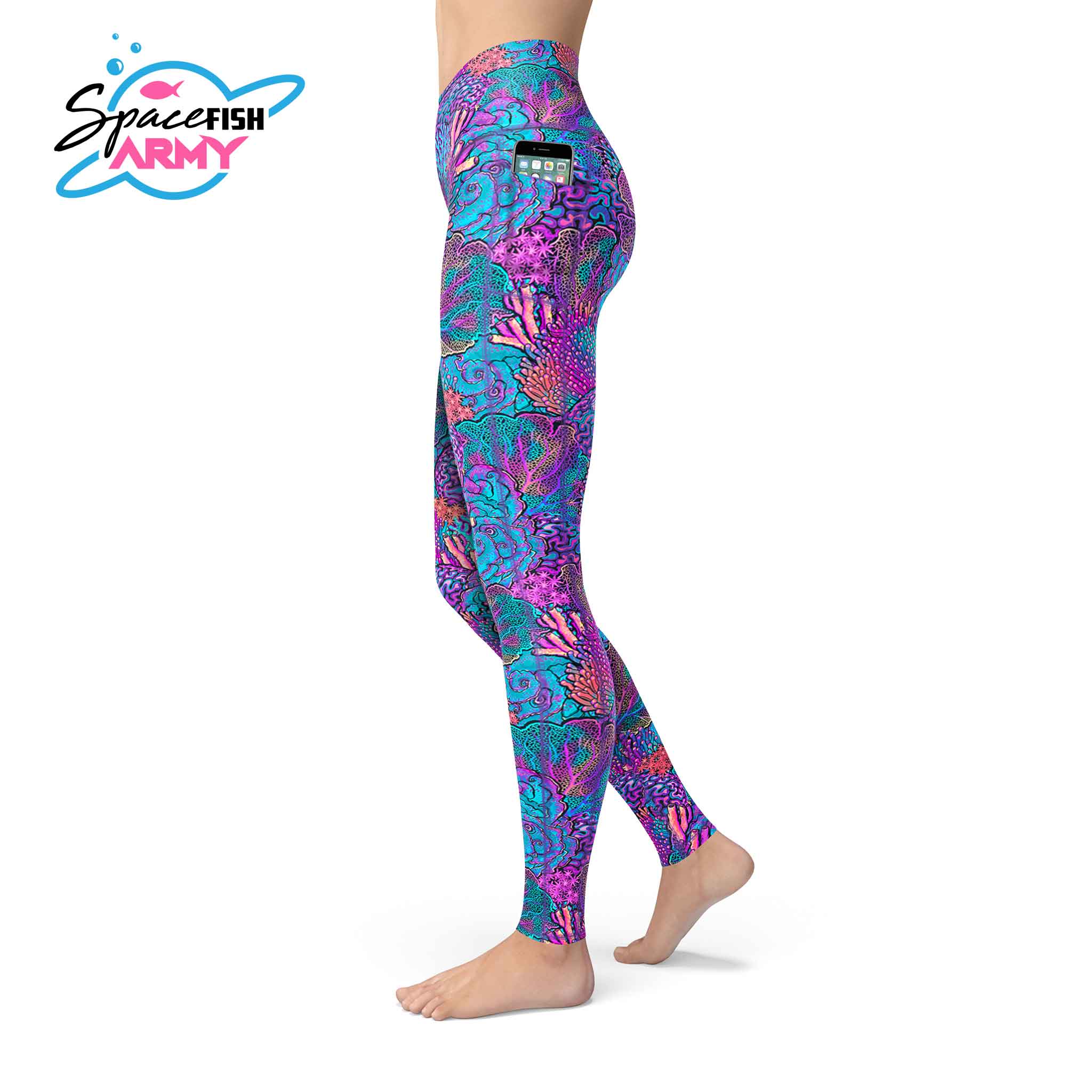 Spacefish Army Coral Kaleidoscope Rash Guard Leggings