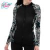 Spacefish Army Full Zip Up Electric Blue Octofloral Rash Guard