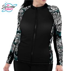 Spacefish Army Plus Size Electric Blue Octofloral Rash Guard