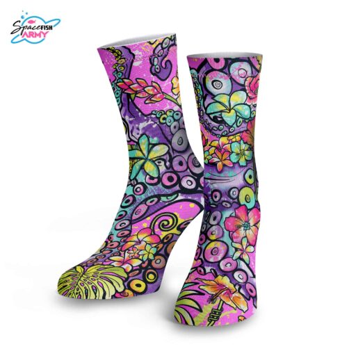 Spacefish Army Eco-friendly Octofloral Splatterparty Dive Socks