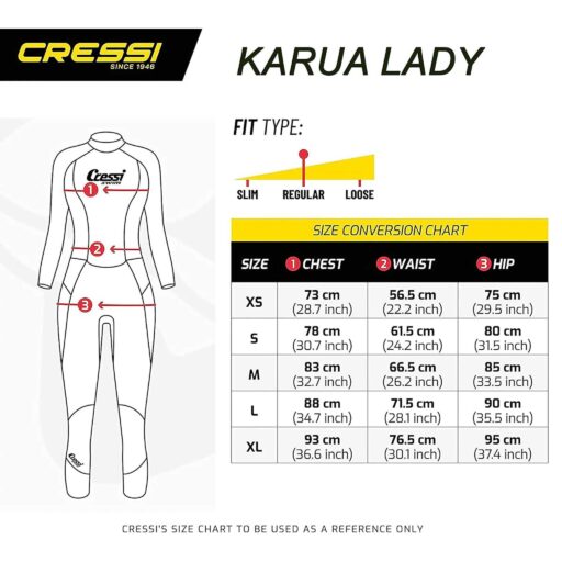 Cressi Karua Swimsuit Lady 3/2 mm nSize Chart