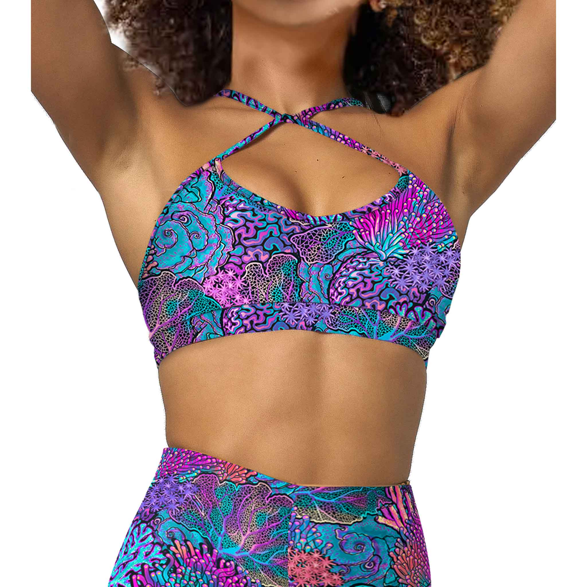 Spacefish Coral Kaleidoscope Bikini Sports Bra