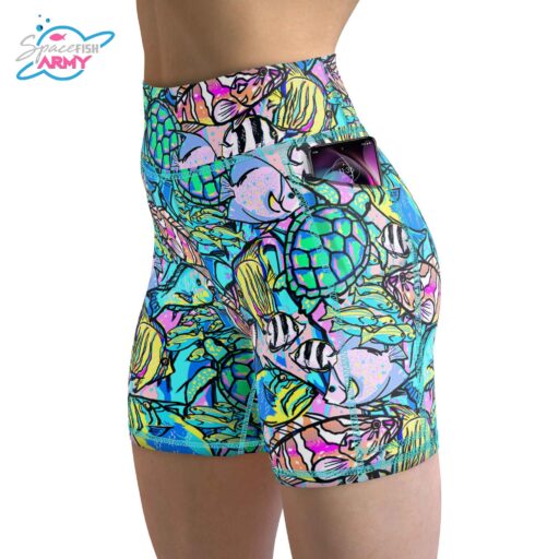 Spacefish Army Eco-Friendly Neon Fish Frenzy Shorts