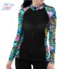 Spacefish Army Full-Zip Up Neon Fish Frenzy Rash Guard