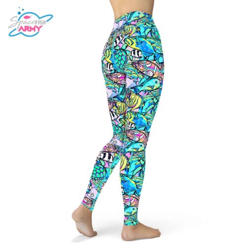 Spacefish Army Neon Fish Frenzy Contour Leggings