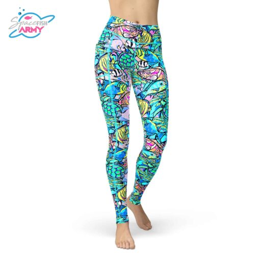 Spacefish Army Neon Fish Frenzy Leggings