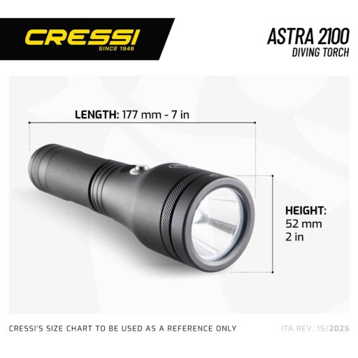 Cressi Astra 1200 Dive Torch Dimensions