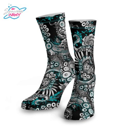 Spacefish Army Eco-friendly Electric Blue Octofloral Dive Socks