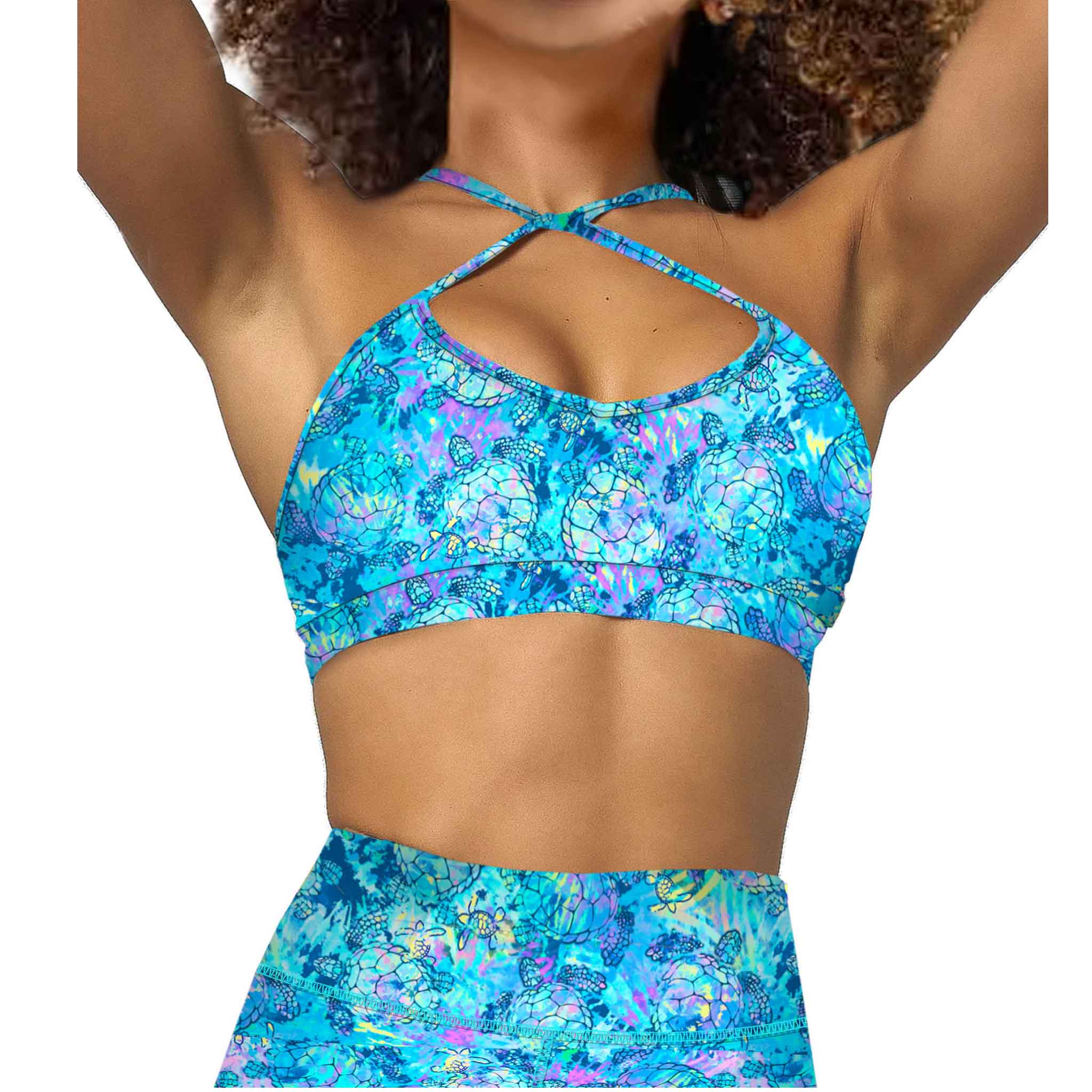 Spacefish Coral Turtle Tie Dye Bikini Sports Bra Hybrid