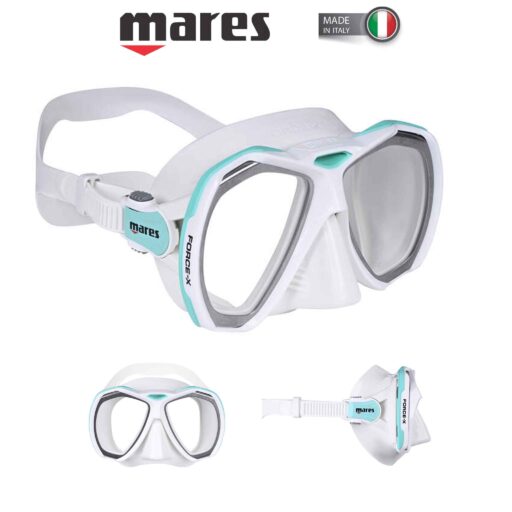 Mares Force-X Dive Mask Teal White Light Blue