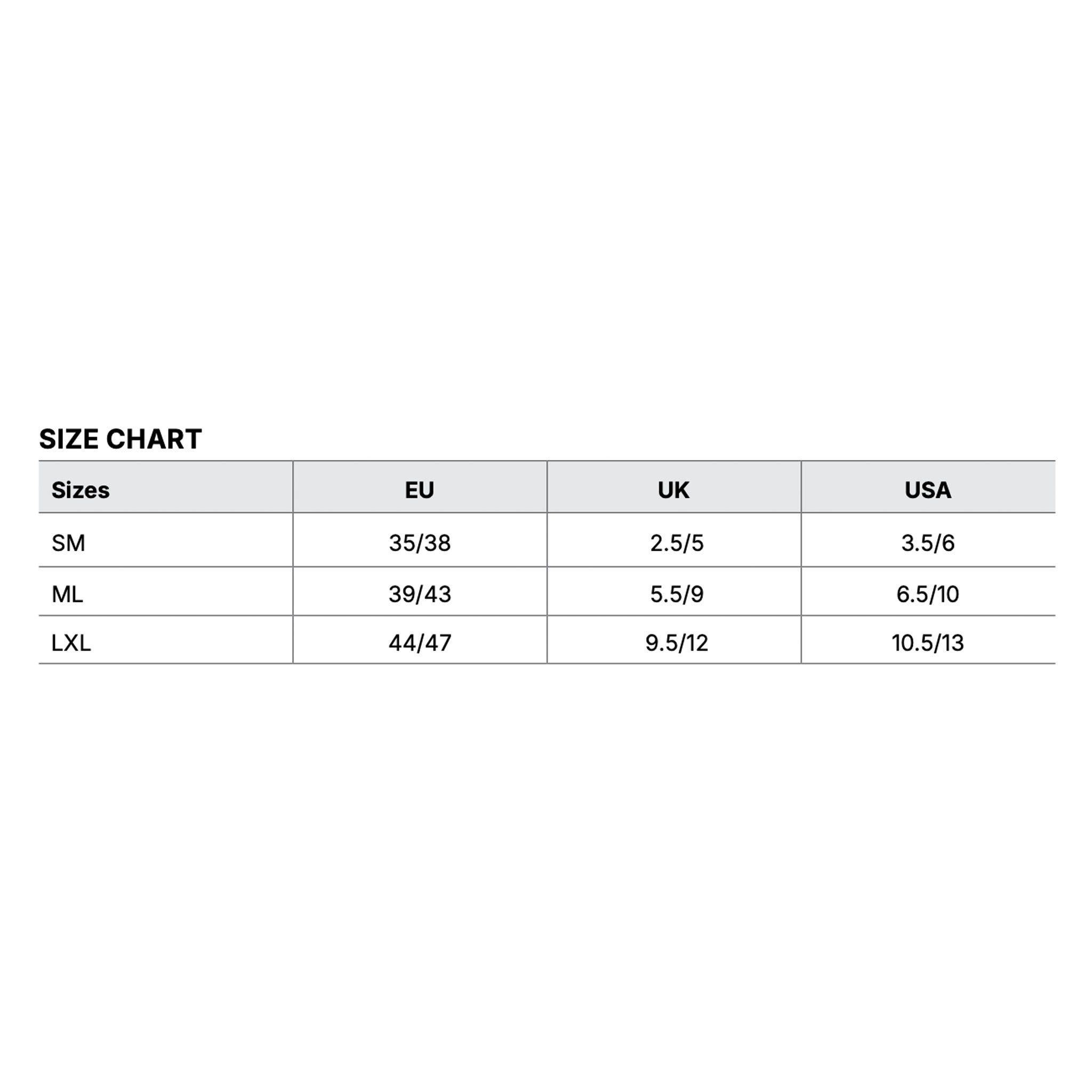Mares Nateeva Snorkeling Fins Size Chart