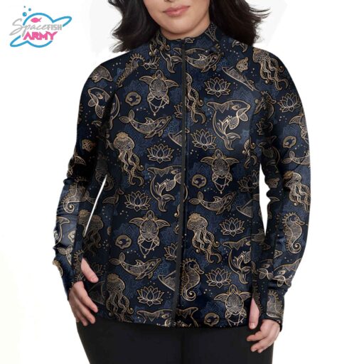 Spacefish Army Plus Size Ocean Mandala Rash Guard