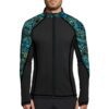 Spacefish Army Men's Full Zip Hammerhead Hibiscus Rash Guard