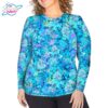 Spacefish Army Plus Size Full-Zip Up Turtle Tie Dye Rash Guard